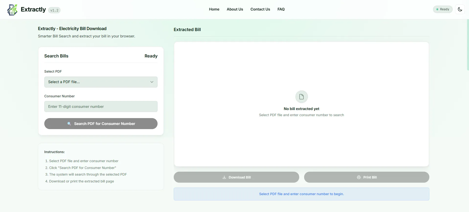 Extractly Interface Screenshot